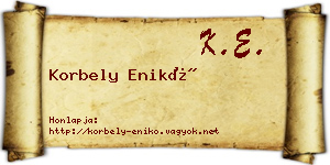 Korbely Enikő névjegykártya